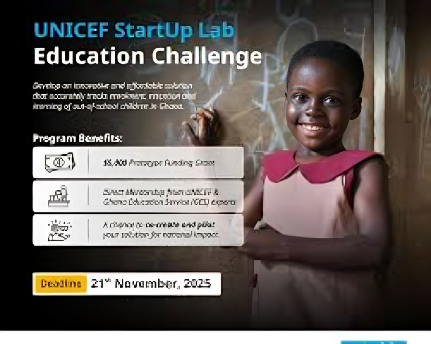 Call For Applications: UNICEF StartUp Lab Education Challenge 2025 – Innovate for Out-of-School Children (US$5,000 Grant)
