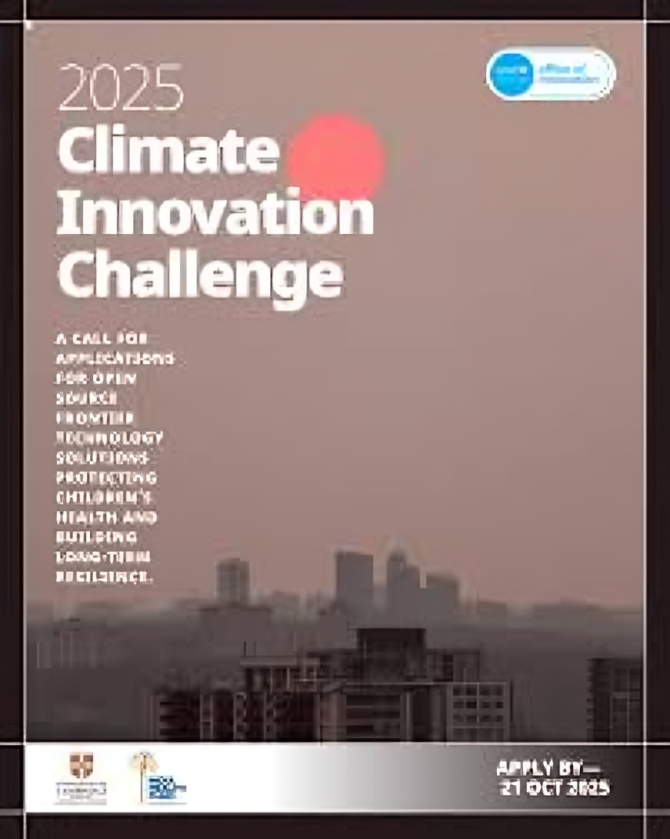 Call for Applications: UNICEF Climate Innovation Challenge 2025 for African & Emerging Market Startups (Up to USD 100,000 in funding)