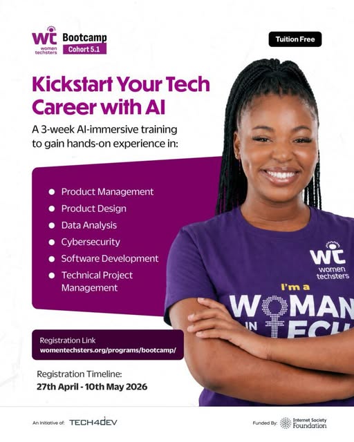 Women Techsters Bootcamp 2026 Opens Applications for Free Tech Training for African Women