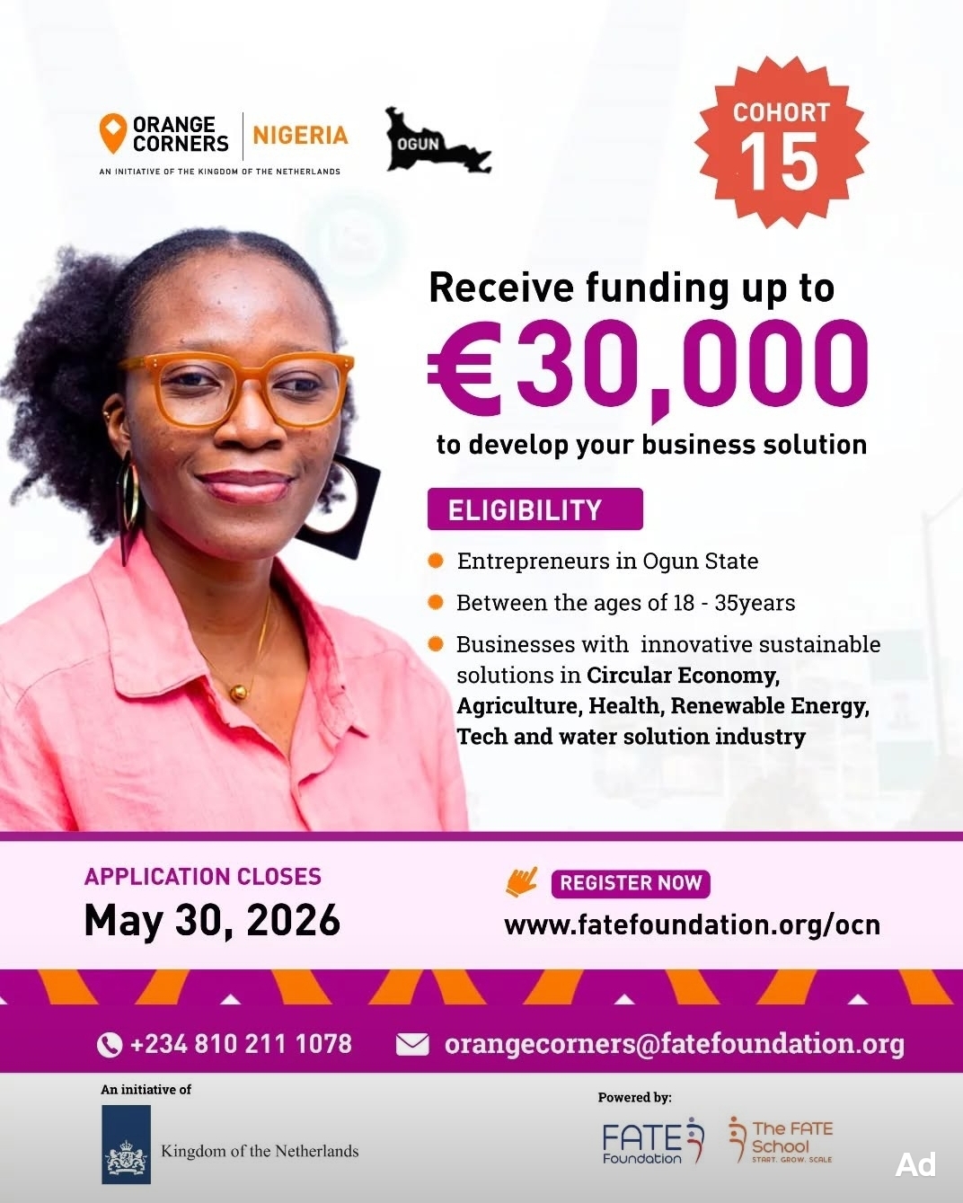 Orange Corners Nigeria Cohort 15 Opens Applications With Up to €30,000 Funding for Young Entrepreneurs