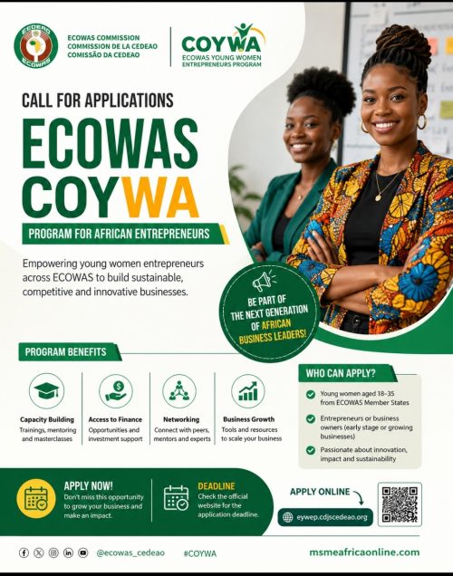 ECOWAS COYWA Program Opens Applications for African Entrepreneurs and Startups