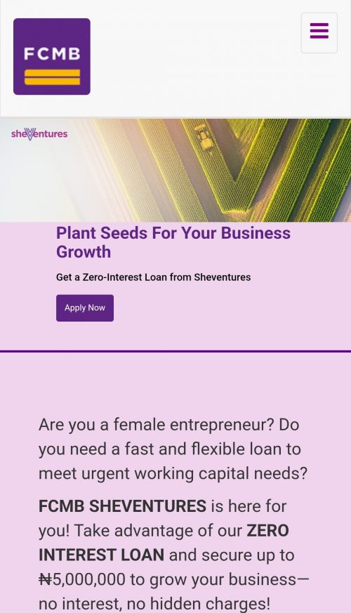 FCMB Opens Applications for 2026 SheVentures Zero-Interest Loan for Women Entrepreneurs