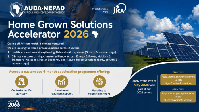 AUDA-NEPAD Accelerator 2026 Opens Applications for African Health and Climate Startups