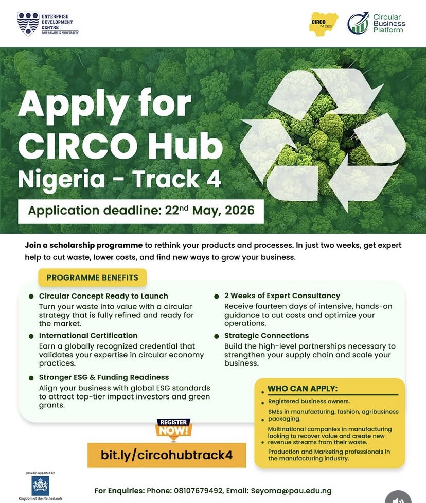 CIRCO Hub Nigeria Track 4 2026: Free Circular Economy Training and Certification for Nigerian Businesses